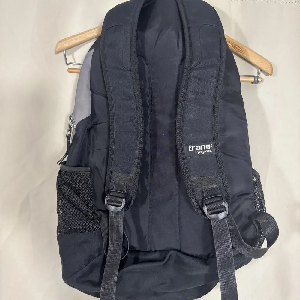 Vintage Y2K Jansport Trans Backpack Black Gray School Laptop Bag 2000s